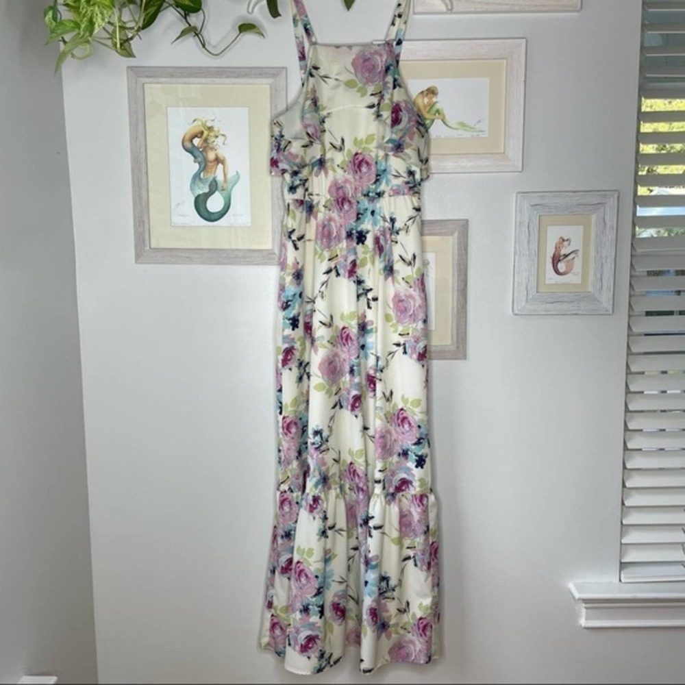 Kut From the Kloth White Floral Ruffled Maxi Dress Size 4